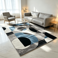 Tapis en polyester à motifs graphiques, ignifuge, longue durée de vie, pour salon familial, chambre privée, bureau et coin de lecture - Vente en gros