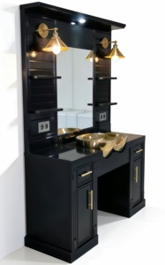 Set Completo di Mobili Moderni e Durevoli in Legno per Salone, Sedia per Acconciature e Postazione con Specchio per Salone di Bellezza, Barbiere, Centro Estetico - Product Image 3