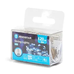 Ghirlanda di luci a LED, filo di rame con batterie a bottone, colore bianco opaco, 2 m, ideale per decorazione e ambientazione in - Product Image 2