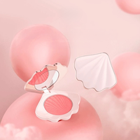 Emballage de fard à joues en poudre en plastique 4.8g Boîte d'ombre à paupières de maquillage en forme de coquille avec miroir Vide Cosmétique Compact
