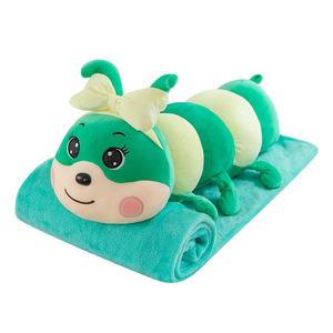 Almohada edredón dos en uno juguete de peluche oruga coche almohada con muñeca para dormir manta de descanso edredón de aire acondicionado - Product Image 2