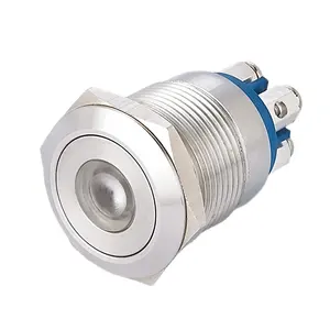 19mm Normal Open 12V 24V RGB electrical momentary metal led illuminated pushbutton switch,pushbutton anti vandal switch