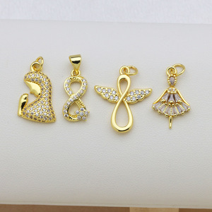 Colgante de Joyería DIY Chapado en Oro de 18K con Diseño de Sombrero Vaquero del Oeste, Corazón, Amor Infinito, Rosa y Flor - Product Image 2