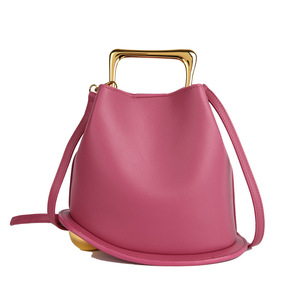 Bolsos de Mano de Moda para Mujer, Bolsos de Hombro de Cuero PU Multicolor con Asa de Metal, Bolsos Cruzados con Logotipo Personalizado - Product Image 1