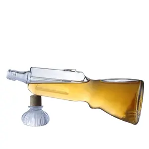 Best Selling Liquor 500ml Whisky Glass Bottle Gun Shape Open Mold 700ml Vodka Bottle Manufacturer