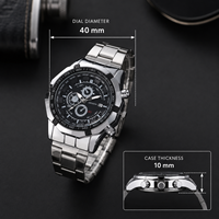 Coffret Cadeau Homme Style Affaires : Montre à Bracelet Acier et Ensemble de Trois Bracelets – Idéal Fête des Pères, Noël, Saint-Valentin
