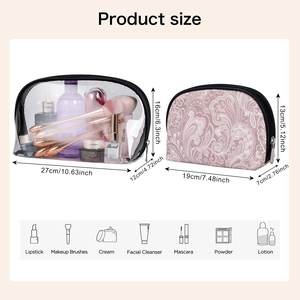 KONCAI Sac de beauté transparent en <span class=keywords><strong>vinyle</strong></span> Trousse à cosmétiques transparente Trousse de toilette de voyage Ensemble 2-en-1 Pochette en tissu brodé en vrac - Product Image 3