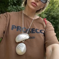Collar de Bikini de Alta Gama para Mujer con Concha Marina, Cadena para Clavícula, Pendientes con Colgante Moderno para Vacaciones