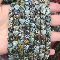 Chaîne de perles en pierre naturelle facettée de 8 mm, perles en pierre en forme de cœur pour la création de bijoux et l'artisanat