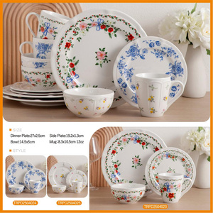 Juego de Vajilla de Porcelana de Cerámica con Diseño Floral Clásico Blanco y Azul, 16 Piezas, para 4 Personas, Apto para Congelador y Microondas - Product Image 6