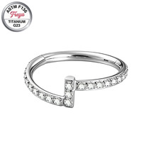 Anneaux en titane G23 de créateur, anneaux clicker à charnière en zircon cubique pour septum, boucles d'oreilles pour cartilage, hélix, rook, tragus, daith, bijoux de piercing