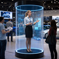 Cabina Interactiva Humana Digital Holográfica Inteligente con Control por Voz, Recepcionista Virtual para Banca y Hostelería