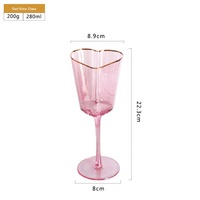 Ensemble de vin simple en or rose avec bordure en forme de cœur, verres à champagne hauts de style européen