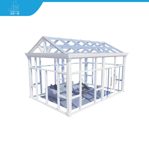 Serre moderne <span class=keywords><strong>en</strong></span> verre préfabriquée pour villa, toit triangulaire, véranda, serre quatre saisons - Product Image 1