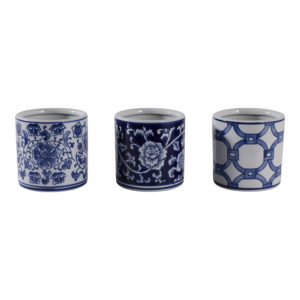 Organizer da Scrivania Cilindrico in Ceramica, Design Floreale Tradizionale Blu e Bianco, Contenitore Decorativo per Casa e Ufficio - Product Image 1