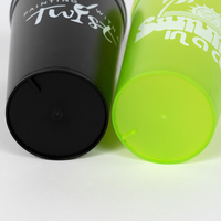 Tasse de stade en plastique PP de haute qualité réutilisable incassable imprimé UV de forme carrée boisson boire tasse de fête avec logo personnalisé