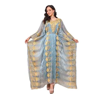 Maroko Saudi Indonesia dua potong gaun bordir manik-manik makan malam jubah gaun malam untuk wanita Muslim