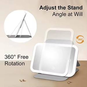 <span class=keywords><strong>กระจก</strong></span>แต่งหน้าอัจฉริยะปรับมุมได้3สีหรี่ไฟ LED โต๊ะเครื่องแป้งพับได้ทำจากหนัง PU - Product Image 6