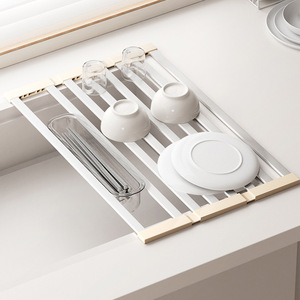 Folding Draining <b>Rack</b> Rectangle Kitchen Sink Dish Drying <b>Rack</b> With Foldable Design For Utensils And <b>Plates</b> Storage - Product Image 1