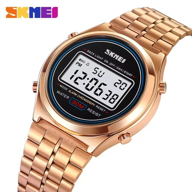 Skmei 2146 LED Time Durable Design Factory Wholesale Clock Stainless Steel Strap Waterproof New Digital Watch for Men Relojes