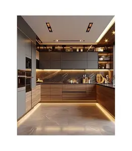 现代家居模块化厨房橱柜设计成套带水槽