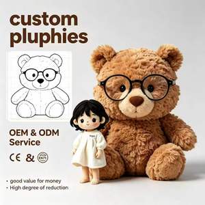 Ours en peluche personnalisé en gros OEM, figurine classique en peluche avec lunettes de <span class=keywords><strong>geek</strong></span>, ours brun en peluche - Product Image 1