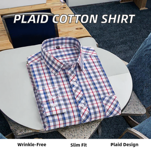 Camisa de Vestir Formal de Manga Larga, Corte Entallado, Estilo Inglés, Antiarrugas, 100% Algodón Popelín Teñido en Hilo, para Hombre - Product Image 2