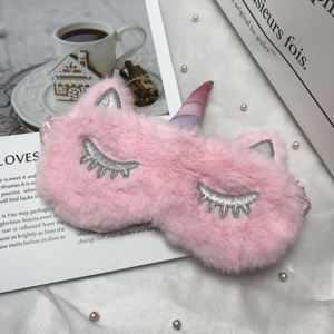 Venta caliente de fábrica nueva suave felpa <span class=keywords><strong>dormir</strong></span> ojo máscara <span class=keywords><strong>unicornio</strong></span> felpa ojo venda - Product Image 2