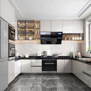 Armoire de cuisine en PVC blanc SANTOPOVA Allure Bfp Designs simples Ouverture automatique Craigslist Gratuit Armoire de cuisine en forme de U - Product Image 1