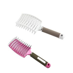 Cepillo de pelo curvo con ventilación para venta al por mayor de fábrica, cepillo de pelo de nailon con cerdas rizadas, peine desenredante y de masaje para cabello húmedo y seco - Product Image 4