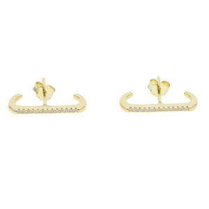 Commercio all'ingrosso <span class=keywords><strong>925</strong></span> <span class=keywords><strong>argento</strong></span> sterling semplice barra micro pavé cz sottile barra sottile oro placcato oro orecchino per la ragazza - Product Image 4