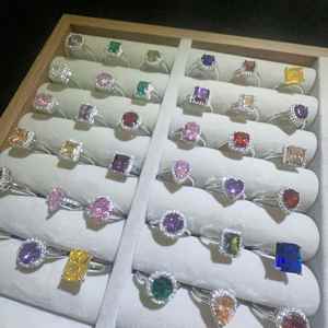 Luxury Fashion Jewelry Mixed Full Zirconium Micro Setting <b>Rings</b> Exaggerated Bulk Gold Plated Large Gem <b>Adjustable</b> <b>Ring</b> Wholesale - Product Image 1
