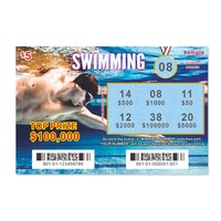Billets de loterie à gratter personnalisés avec impression numérique pour la loterie de natation, modèle de conception pour la vente de produits de jeu