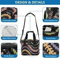 Sac de pique-nique isotherme portable en nylon imperméable, grand format, avec doublure PEVA, motif floral Aloha Puakenikeni, idéal pour la plage