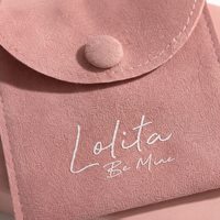 Boîte à bijoux rose de luxe avec logo personnalisé imprimé, pochette en microfibre assortie, fermeture à bouton, boîte cadeau avec tiroir