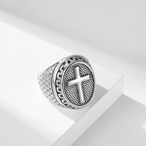 yunnique popular retro <b>titanium</b> steel cross <b>ring</b> for men, artistic and individualistic style, cross <b>ring</b> bracelet a - Product Image 3