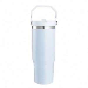 Bouteille d'eau isotherme en acier inoxydable 304 de 30 oz avec paille rabattable, finition mate, pour sublimation et impression par transfert thermique, idéale pour l'extérieur - Product Image 3