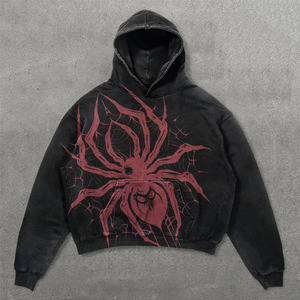 <span class=keywords><strong>Felpa</strong></span> con Cappuccio Personalizzata con Logo, Grafica Gotica di Ragno e Teschio per Halloween, Stampa Alfabetica Y2K, Oversize Unisex, Vendita all'Ingrosso - Product Image 3