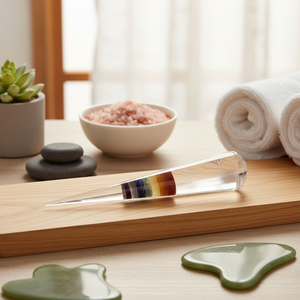 Vente en gros de baguettes de massage en quartz naturel clair collées à 7 chakras centre pierre semi-précieuse sculptée pierre précieuse artisanat point bâton - Product Image 3