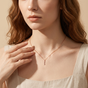 High Quality Fine Jewelry Wholesale Simple Fluid Design 18K <b>Solid</b> Rose <b>Gold</b> Real Natural Diamond <b>Pendant</b> Necklace For Women Gift - Product Image 5