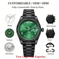 Montre mécanique automatique analogique Miyota de luxe pour homme, 40 mm, en acier inoxydable, style plongeur, hip-hop, avec logo personnalisé et calendrier lumineux