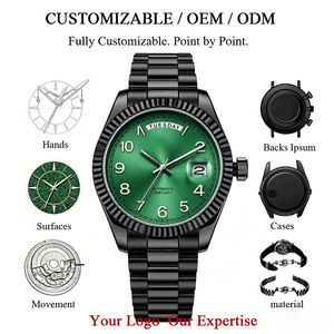 <span class=keywords><strong>Montre</strong></span> mécanique automatique analogique Miyota <span class=keywords><strong>de</strong></span> luxe pour homme, 40 mm, en acier inoxydable, style plongeur, hip-hop, avec logo personnalisé et calendrier lumineux - Product Image 2