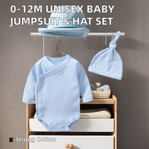 Tuta personalizzata per neonato tuta tinta unita 0-12 M set di abbigliamento per bambine girl2 pezzi in cotone a manica lunga pagliaccetto per bambini - Product Image 2