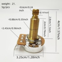 Bronze CTS Threaded Shaft Rotary Potentiometer 28mm A/B 250K/500K Volume Tone Control for Electric Guitar Bass