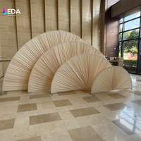 LEDA Support métallique moderne en forme d'éventail pour toile de fond de mariage en tissu semi-circulaire avec rideau drapé pour la décoration d'événements de mariage