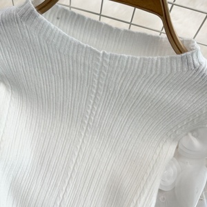 Maglione coreano a collo alto e spalle scoperte da donna - <span class=keywords><strong>Maglia</strong></span> slim con fiocco, Autunno - Product Image 3