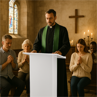 Pupitre de conférence classique en acrylique personnalisé avec logo - Podium d'église en acrylique personnalisé pour les services religieux et les événements de culte