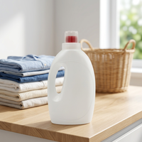 Bouteille en plastique vide de 1000 ml pour lessive avec poignée, conteneur blanc en PEHD pour détergent liquide avec bouchon doseur à vis
