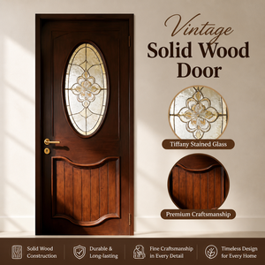 Puertas de Madera Compuesta Lacada en <span class=keywords><strong>Caoba</strong></span> con Vidrio Tiffany para Hotel, Dormitorio, Apartamento, Villa, Impermeables - Product Image 1