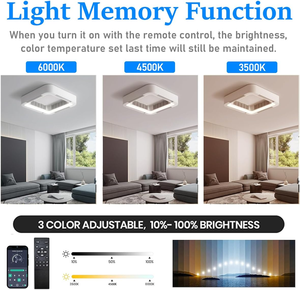 Tốc độ cao có thể thu vào thiết kế <span class=keywords><strong>s</strong></span>áu tốc độ dẫn quạt trần ánh <span class=keywords><strong>s</strong></span>áng đầy đủ Đồng ba màu điều khiển từ xa Dimmable luồng không khí cao - Product Image 6